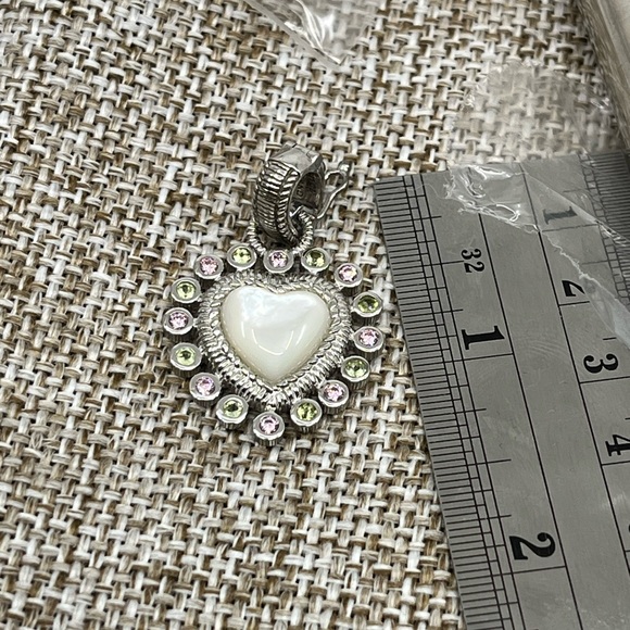 Vintage Judith Ripka Sterling Silver Heart Enhancer Pendant with Mother of Pearl - Picture 15 of 16